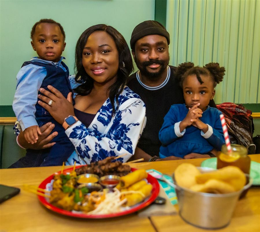 A family eating together at home
